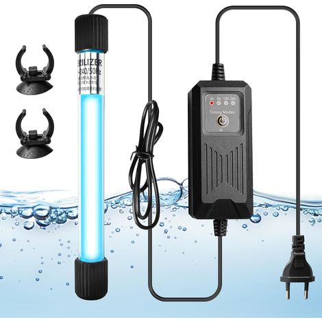 Stérilisateur UV pour aquarium: clarificateur d'eau 13 W avec minuterie, lampe UV submersible, stérilisateur UV étanche, lampe UV submersible, pour aquariums, bassins de jardin et aquariums (1/5)