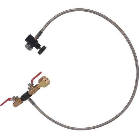 Adaptateur de recharge CGA-320 pour bouteille CO₂, flexible 91 cm avec manomètre, remplissage réservoir soda. (1/5)