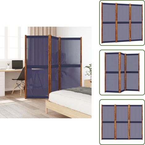 The Living Store Biombo divisor de 3 paneles azul oscuro 210x180 cm - Biombo azul oscuro