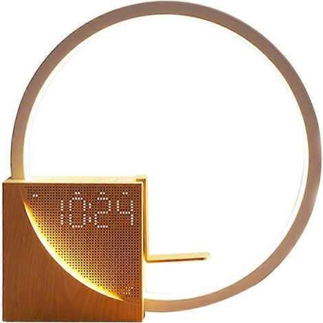 Veilleuse de chambre avec réveil, lampe de table tactile à intensité réglable sur 3 niveaux, incluant un bruit blanc. (1/5)