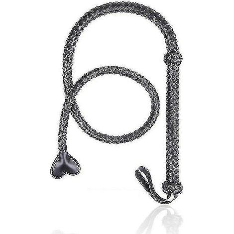 Fouet en cuir de vachette véritable (noir) (1/5)