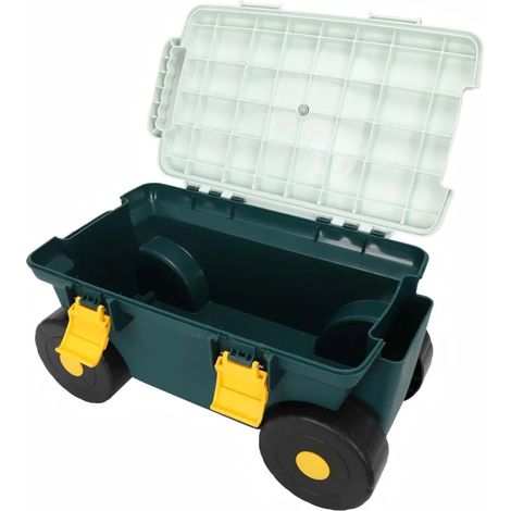 Tabouret de jardin à roulettes avec rangement intégré - Chariot pratique pour extérieur (1/5)