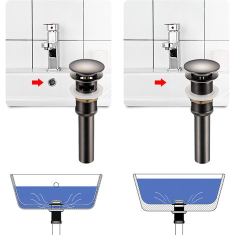 Cuivre - Grand couvercle - Sans trous - Finition canon de fusil brossé - Accessoires de vidange pour lavabo Jiahe - Couvercle de lavabo escamotable anti-odeurs (1/5)