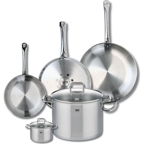 Ensemble de 3 Poêles de cuisson 24, 28 et 32 cm et 2 faitouts 12 et 26 cm Elo Profi Citrin (1/5)