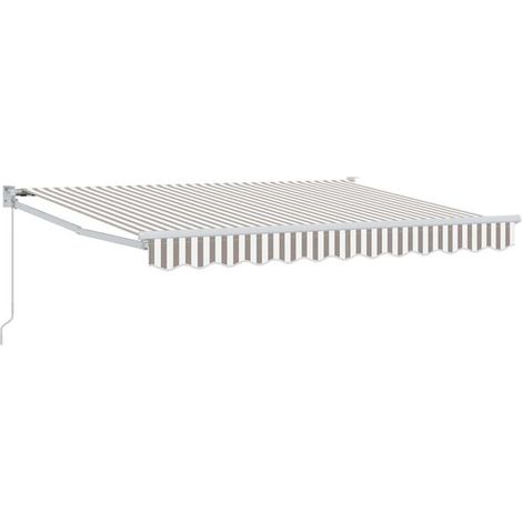Store banne rétractable, gris clair et blanc, 4,5 x 3 mètres (1/5)