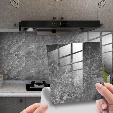 Marble Wall Tiles 15x15cm 10 Pcs PVC Self Adhesive Tile Waterproof Wallpaper Wall Stickers for Kitchen, Cabinet, Furniture, Tabletop (1/5)
