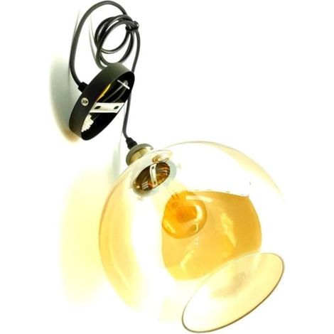 Lampada da Soffitto Sospesa Vintage Tulipano Sfera Cristallo Ambra