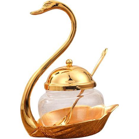 Bouteille aromatisante Swan Sugar Jar-Verre doré-boîte d'assaisonnement maison (1/5)