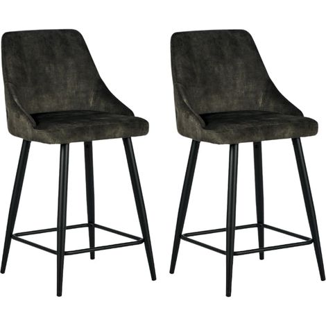 Lot de 2 chaises îlot velours kaki Casita CHAILOUKAK 4