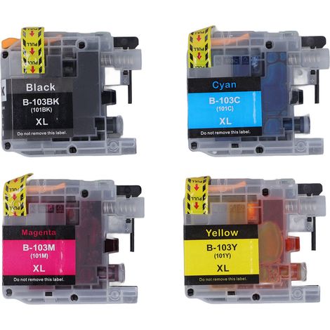 Cartouche d'encre couleur jetable LC103 - Lot noir cyan magenta jaune - Impression nette et fluide pour imprimante (1/5)