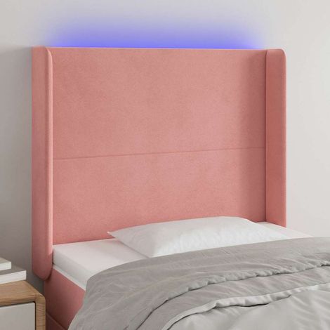vidaXL Cabecero con LED de terciopelo rosa 103x16x118/128 cm (1/5)