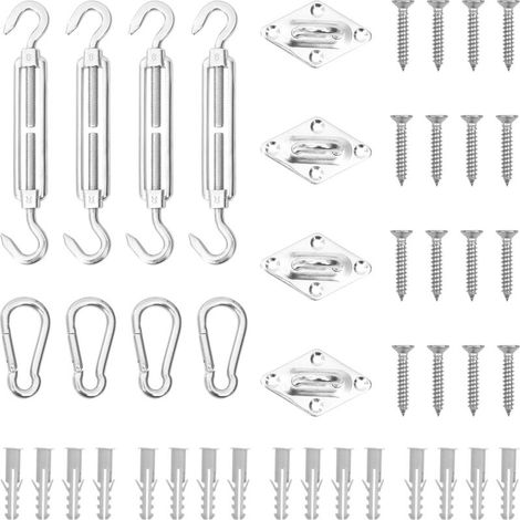 Ensemble de 12 accessoires pour voile d'ombrage, acier inoxydable (1/5)