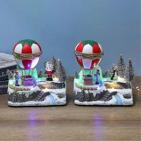 Musique de Noël lumineuse Petite maison Montgolfière tournante B (1/5)