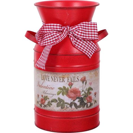 Seau Décoratif en Fer 1 Pièce, pour Composition de Fleur, Rouge (1/5)