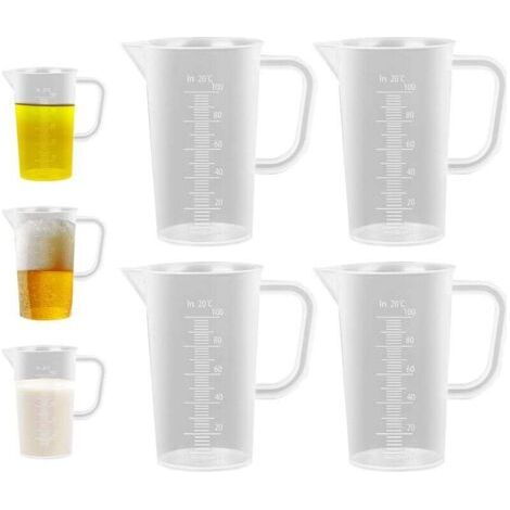 4 Pièces Verres Doseurs en Plastique avec Poignée,100ml Verre Doseur Cuisine Verres Doseurs Transparent Verres Doseurs de Précision Doseur Lessive Liquide,Passe au Lave-Vaisselle