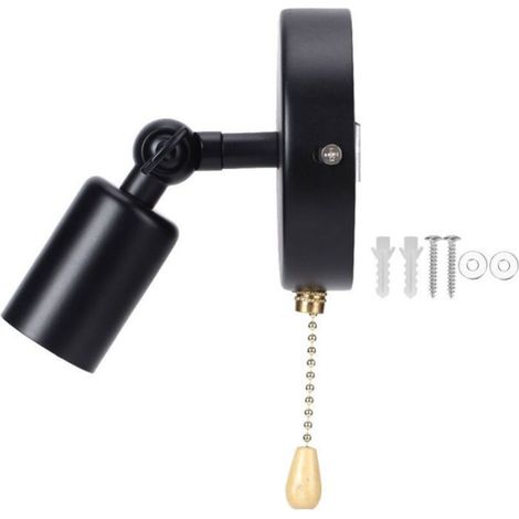Applique Murale - Tête Réglable - Compatible E26/E27 - 85-245 V - Pour Chambre Chevet Étude - Noir - 1 Pièce (1/4)