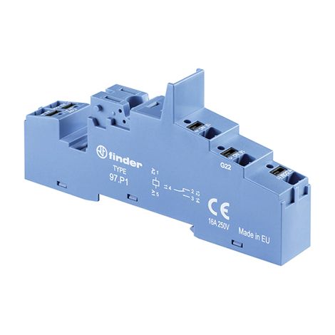Support relais Finder série 97 5 contacts, Rail DIN, 250V c.a., pour Relais 46.61 ( Prix pour 1 )