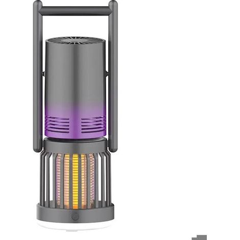 Ventilateur de camping 3 en 1 gris, veilleuse anti-moustiques, aspirateur électrique multifonctionnel rechargeable USB pour l'extéri (1/4)