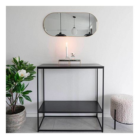 M&S – Miroir mural ovale en métal 35x80cm – Noir – Fixation verticale/horizontale – Look indémodable pour déco moderne ou classique (1/4)