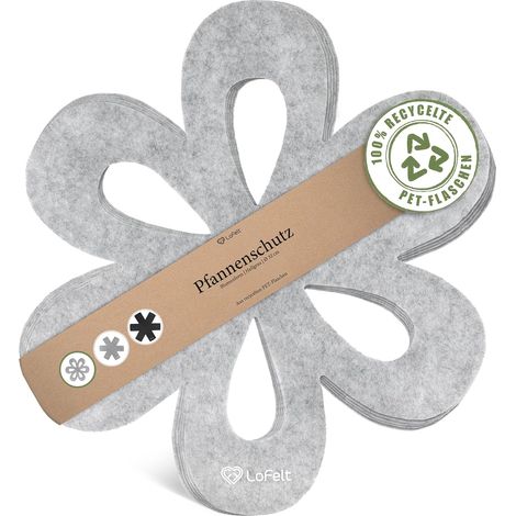 Protège-poêles & protège-empilements pour poêles, casseroles, Bols et Encore Plus d'ustensiles de Cuisine - 5 pièces en XL Ø 32cm - Protège-poêles en Feutre Gris Clair - Forme de Fleur (1/5)