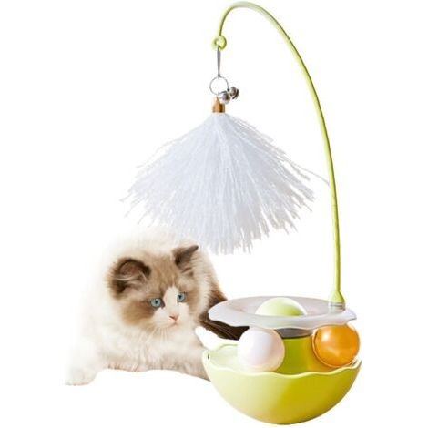 BUNTHAUS PA Interaktives Katzen-Rollenspielzeug, Katzen-Rollenspielzeug mit Teaser für Hauskatzen, Drehteller-Kätzchen-Spielzeugset (1/4)