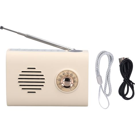 Enceinte Bluetooth Solaire Portable avec Radio FM et LED, Beige, 10,8x5,4x7,6cm, ABS, Batterie 1500mAh, USB/SD/AUX, Compact (1/5)