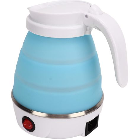 Bouilloire électrique pliable portable 600ml bleu, chauffe rapide, pour voyage camping, prise UE 220V, sécurité garantie (1/5)
