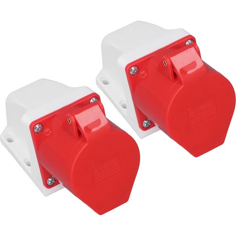 Lot de 2 Prises Industrielles 5 Broches IP44 Étanche Connecteur Triphasé Montage en Saillie 32A 220-380V 240-415V (1/5)