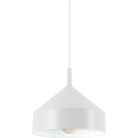Sospensione Industrial-Minimal Yurta Metallo Bianco 1 Luce E27 D21 (1/2)