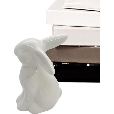 Skulptur Porzellan Osterhase Figur aus Keramik weiß