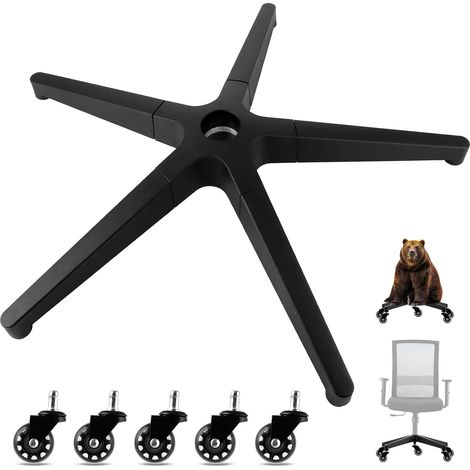 200kg Cross Shaped Office Chair Metal Diameter 70cm Universal for 11mm x 22mm Wheels and 50mm Gas Spring, Durable, Stable, with Black Metal Base (1/5)