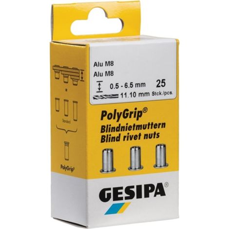 GESIPA  Tuerca  Ciega  PolyGrip®  Vástago  remache  d  x  l  7  x  13,5  mm  M5  -  1464843 (1/2)
