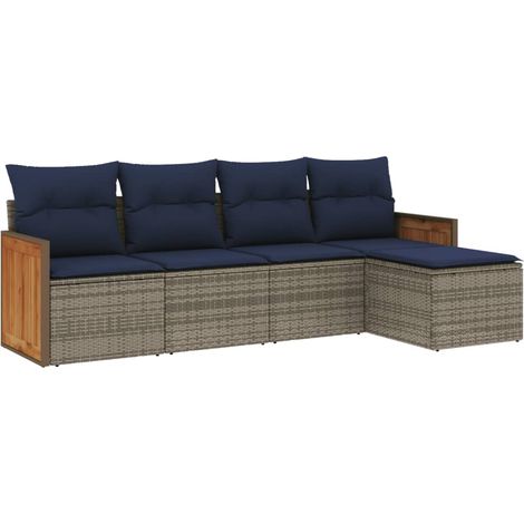 Maison Exclusive - 5-teiliges Gartensofa-Set mit Kissen, grau, Po