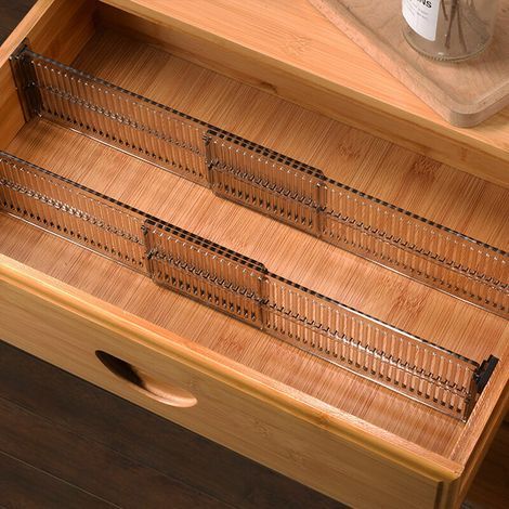 organisateur de tiroir (lot de 4) – séparateur de tiroir réglable en plastique – range couverts pour tiroir de cuisine, salle de bain ou chambre à coucher– noir transparent (1/5)