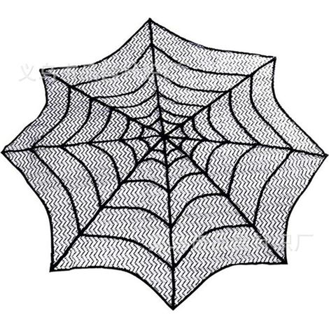 Runde Spitzentischdecke (76 cm Durchmesser) mit Spinnennetzmuster für Halloween, ideal zum Dekorieren Ihres Tisches bei Partys in Innenräumen oder an Halloween. (1/5)