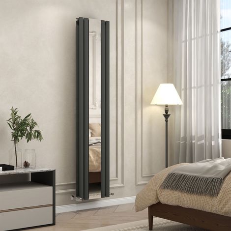 1800x380mm Vertical Radiator Double Oval Column Central Heating Radiator With Mirror Anthracite (1/5)