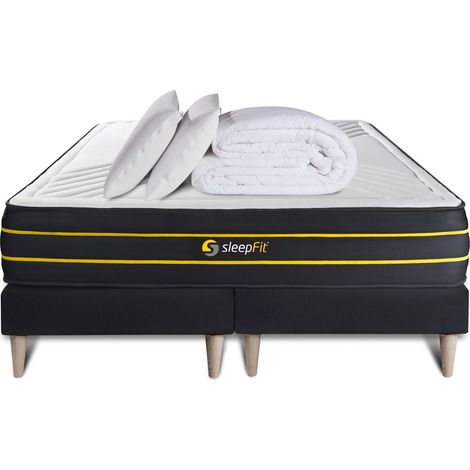 Komplettpaket Bett - Matratze 160x200 cm + 2 Boxspringbetten (Monoblock) + 2 Kopfkissen + Bettdecke - Ultra (1/5)