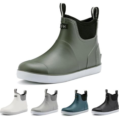 Bottes de Pluie Homme, Caoutchouc de Sécurité Bottine, Antidérapant étanche Boots Chaussures (1/5)