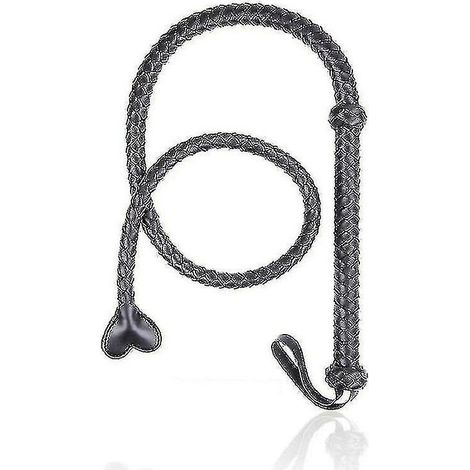 Cheval fouet en cuir de vache véritable (noir)