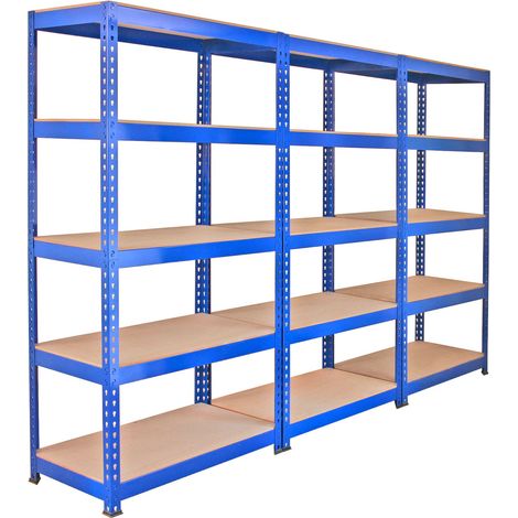 3 x Q-Rax Metal Racking Units 90 x 50 x 180cm Blue