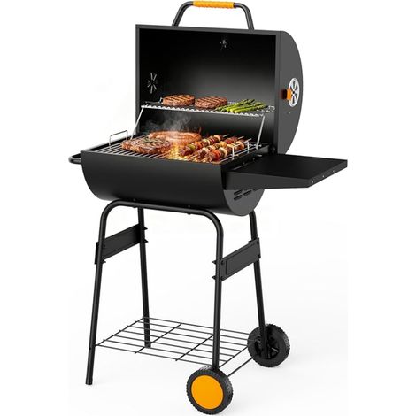 Barbecue à Charbon Et Fumoir avec Bac à Charbon de Bois Réglable (1/5)