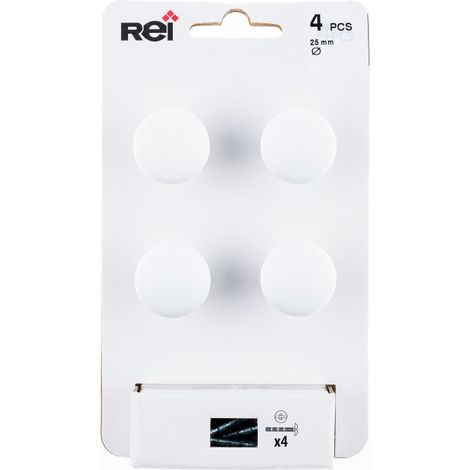 Lot 4 Boutons Ronds Pour Meuble Métal Blanc Pore Mod.760 ø25mm. Rei (1/3)