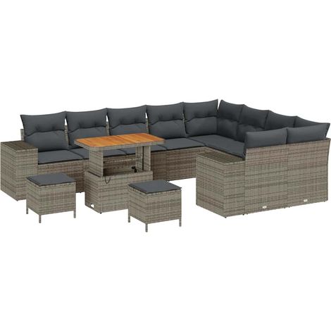 Maison Exclusive - Set Divano da Giardino con cuscino con cuscino 12 pcs Grigio