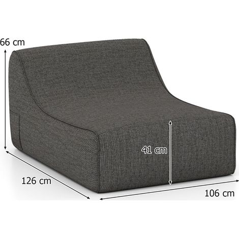 Sillón hinchable ergonómico de 126 x 106 x 66 cm con base antideslizante diseño moderno poliéster gris 200018738