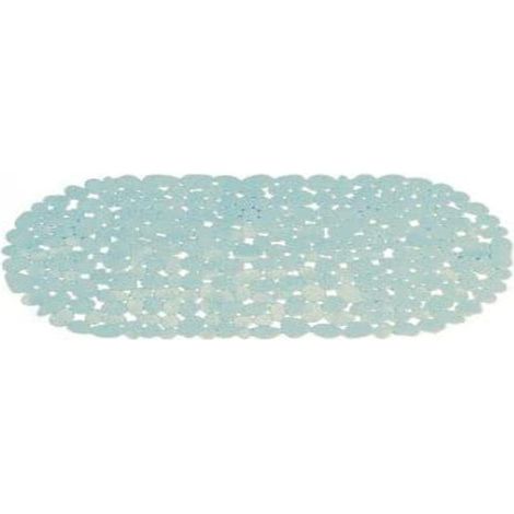 Tapis Fond de Baignoire PVC Galets - 100% PVC sans Phtalates - 68 x 35 cm - Bleu Clair - Surface Antidérapante pour Sécurité et Confort - Facile d'entretien (1/2)