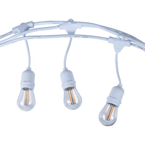 CATENA DI LUCI DA ESTERNO 10MT CON PORTALAMPADE E27 CAVO BIANCO IP54 - PERFETTA PER GIARDINI EVENTI RISTORANTI E FESTE ALL'APERTO (1/5)