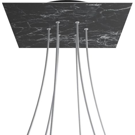 creative cables Rosone XXL Rose-One Square, 400 mm avec 6 trous et 4 trous latéraux - Marquina Marble, Black (1/5)