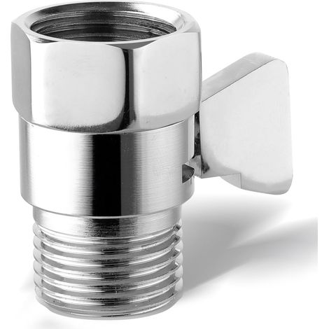 Pommeau de douche en laiton - Vanne d'arrêt - Valve d'arrêt en laiton chromé - Robinet d'angle - Filetage extérieur - Robinet d'arrêt pour douche (1/5)