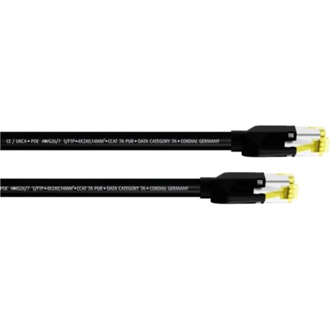 Cordial 15578 RJ45 Netzwerkkabel, Patchkabel CAT 7a S/FTP 2.00 m Schwarz PUR-Mantel 1 St.