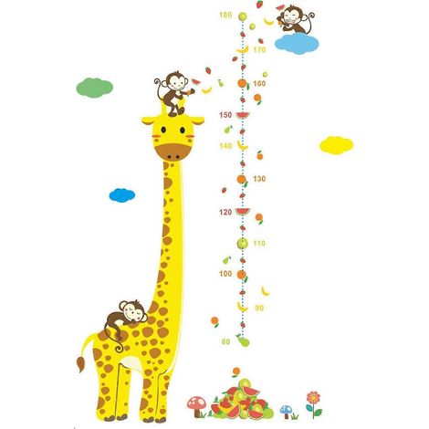 Autocollants muraux de mesure pour chambres d'enfants, girafe, singe, toise, règle, décalcomanies, décoration de maison pour pépinière (1/5)